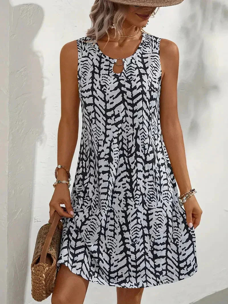 Hannie Mini Printed Dress Woman – Sleeveless Summer Dress in Lightweight and Breathable Fabric