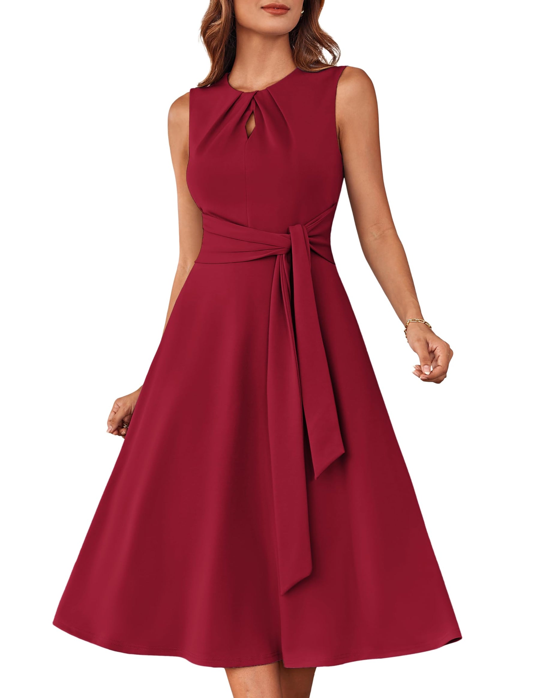 Mary Grace Women's Robe – Sleeveless Round Neck, Midi A-Line Cut & Belt with Pockets