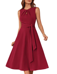 Mary Grace Women's Robe – Sleeveless Round Neck, Midi A-Line Cut & Belt with Pockets