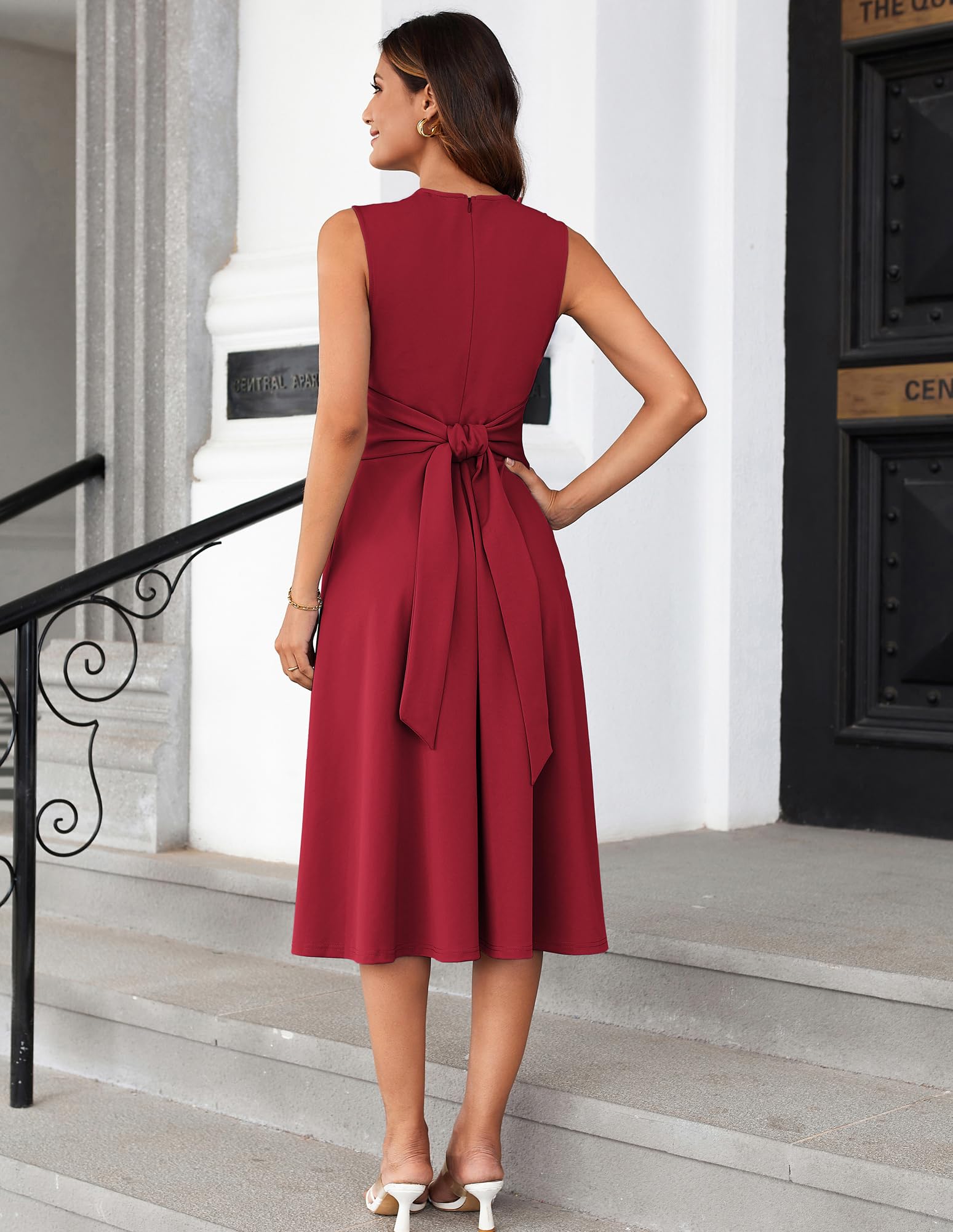 Mary Grace Women's Robe – Sleeveless Round Neck, Midi A-Line Cut & Belt with Pockets