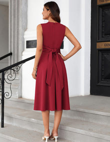 Mary Grace Women's Robe – Sleeveless Round Neck, Midi A-Line Cut & Belt with Pockets