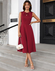 Mary Grace Women's Robe – Sleeveless Round Neck, Midi A-Line Cut & Belt with Pockets