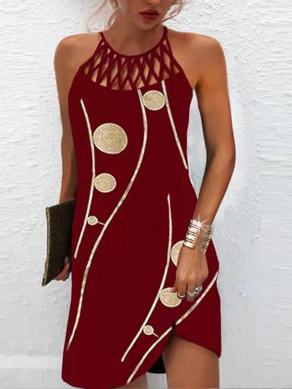 Emily Summer Dress Women – Halter Dress with Tropical Print and Airy Cut for Beach & Brunch