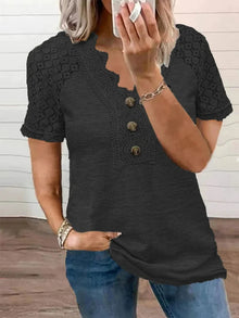 T-shirt Woman Chandy with Lace Details – Lightweight Cotton with Short Sleeves for Spring & Summer