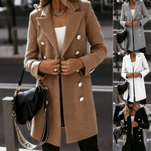 Gracelynn Trench Coat Reversible Wool Blend for Women – Elegant Long Coat with Silver Buttons