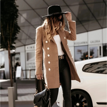 Gracelynn Trench Coat Reversible Wool Blend for Women – Elegant Long Coat with Silver Buttons