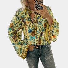 Cynthia Blouse Femme – Floral Top with Puff Sleeves & Breathable Fabric for Elegant Summer