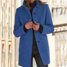 Valentina Long Coat Women with High Collar – Warm Winter Jacket with Straight Cut, Front Closure & Pockets