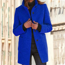 Valentina Long Coat Women with High Collar – Warm Winter Jacket with Straight Cut, Front Closure & Pockets