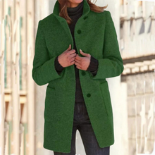 Valentina Long Coat Women with High Collar – Warm Winter Jacket with Straight Cut, Front Closure & Pockets