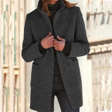 Valentina Long Coat Women with High Collar – Warm Winter Jacket with Straight Cut, Front Closure & Pockets