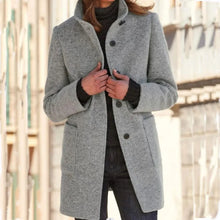Valentina Long Coat Women with High Collar – Warm Winter Jacket with Straight Cut, Front Closure & Pockets