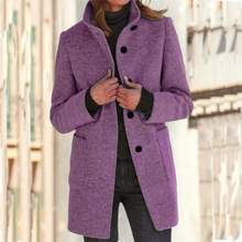Valentina Long Coat Women with High Collar – Warm Winter Jacket with Straight Cut, Front Closure & Pockets