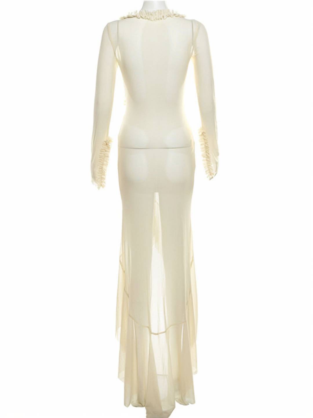Kayliegh Women's Beach Dress – Long Tight Dress with V-Neckline, Slit & Split Sleeves Boho