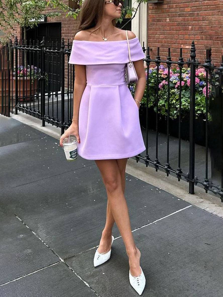 Haziel Cocktail Dress Women – Sleeveless Skater Dress with Boat Neckline, Belt & Elegant Cut