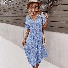 Calla Robe Mid-Length Looksy – Tie Belt & Light Floral Print Summer