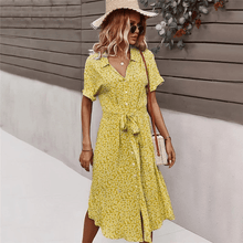 Calla Robe Mid-Length Looksy – Tie Belt & Light Floral Print Summer