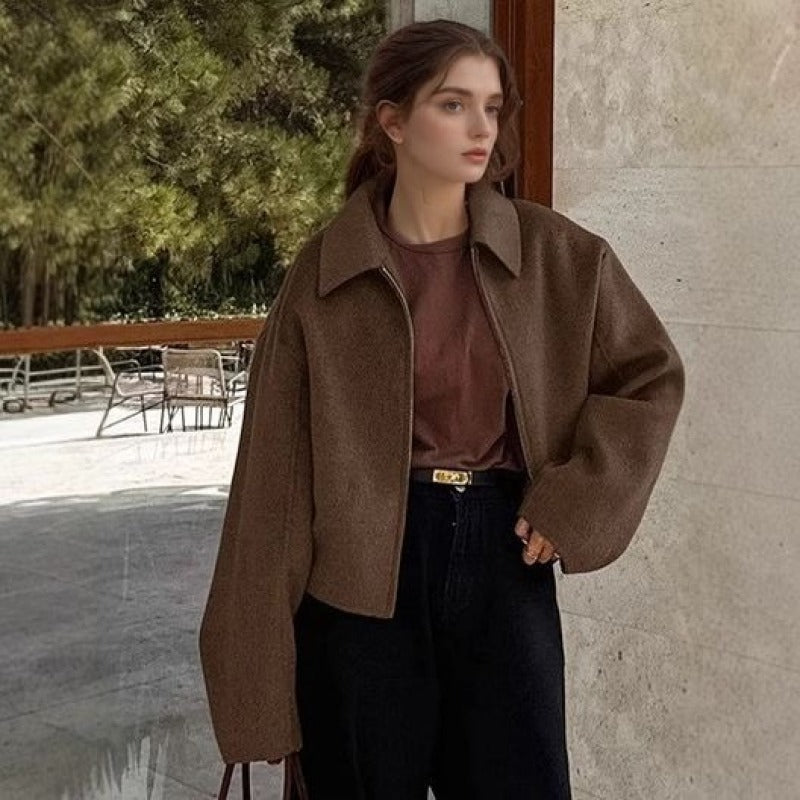 Camille Women's Short Jacket – Cropped Jacket in Mixed Wool with Chic Minimalist Style