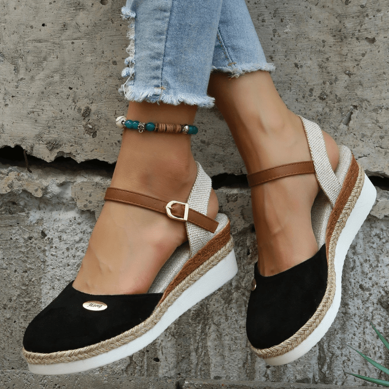 Carina Sandals Women – Elegant Wedge with Adjustable Buckle Closure and Bohemian Style