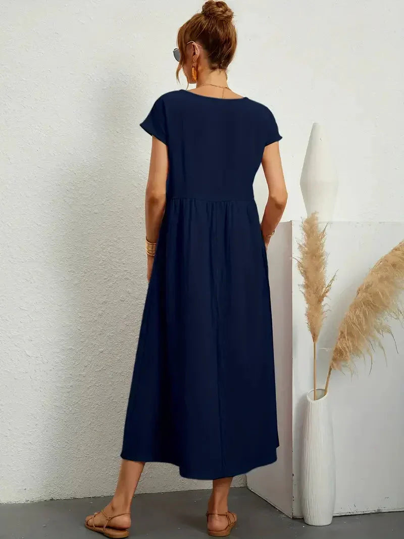Melody Long Dress Woman – Lightweight Summer Dress in Blended Cotton with Elegant Cut & Timeless Style
