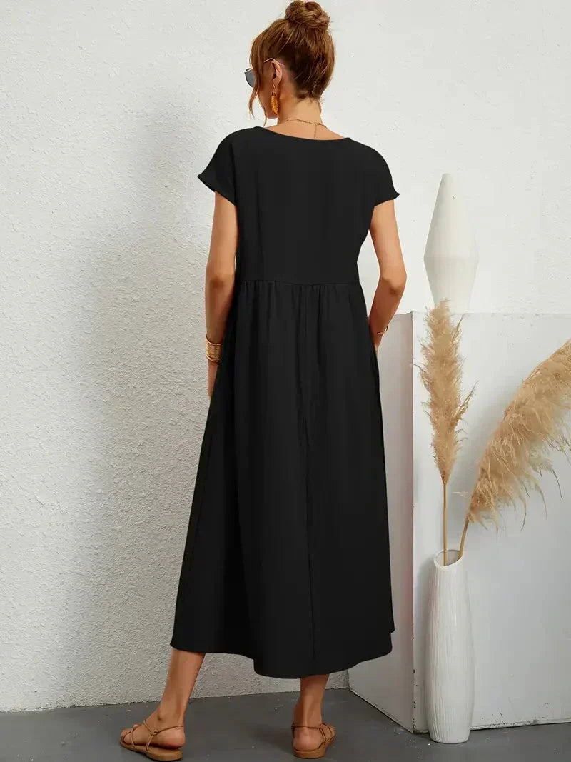 Melody Long Dress Woman – Lightweight Summer Dress in Blended Cotton with Elegant Cut & Timeless Style