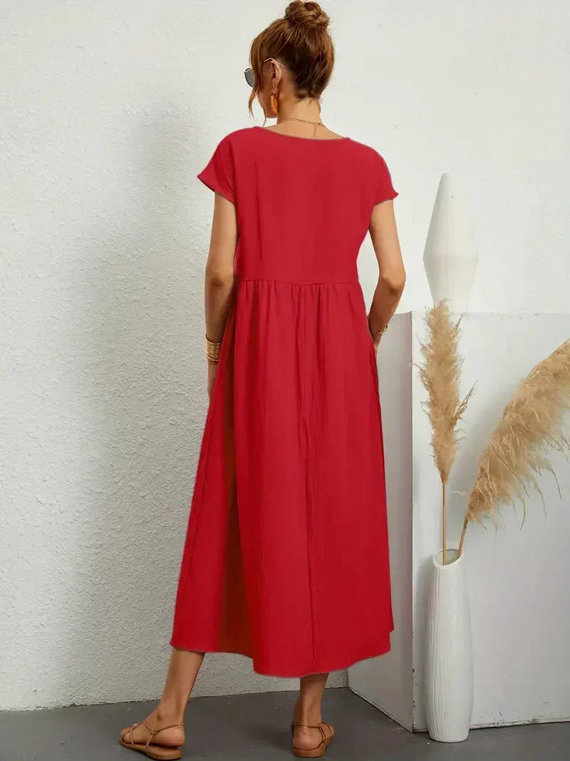 Melody Long Dress Woman – Lightweight Summer Dress in Blended Cotton with Elegant Cut & Timeless Style