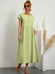 Melody Long Dress Woman – Lightweight Summer Dress in Blended Cotton with Elegant Cut & Timeless Style