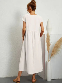Melody Long Dress Woman – Lightweight Summer Dress in Blended Cotton with Elegant Cut & Timeless Style