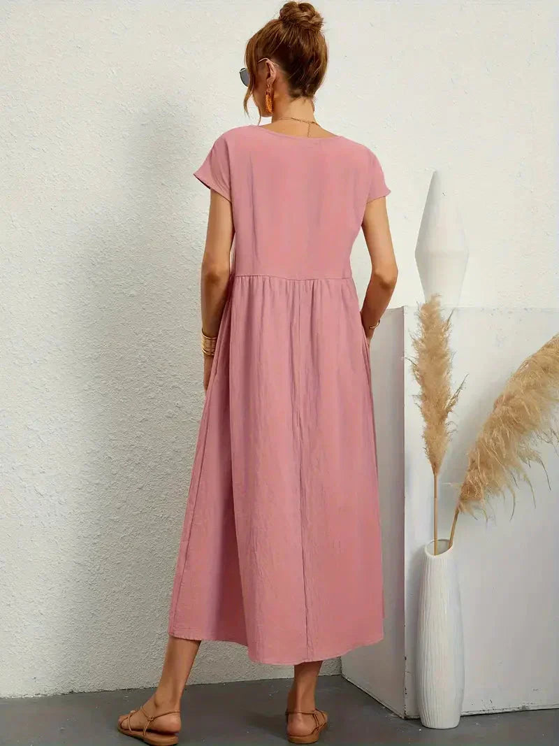 Melody Long Dress Woman – Lightweight Summer Dress in Blended Cotton with Elegant Cut & Timeless Style