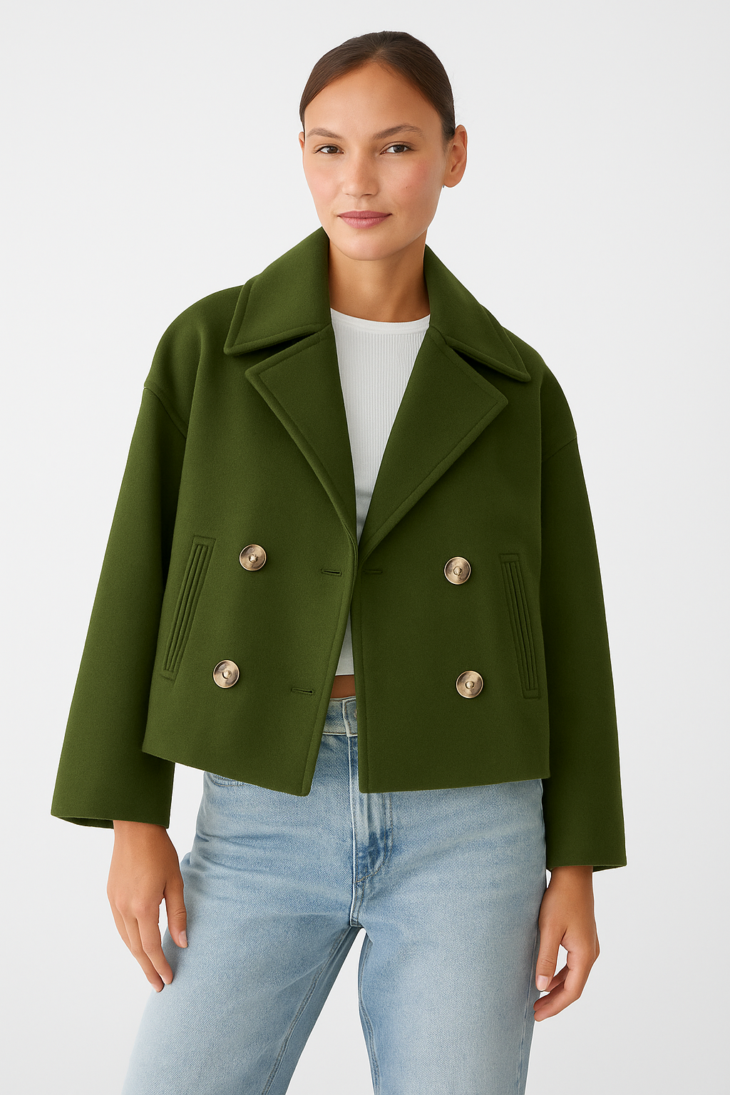 Noëlle Women's Short Coat Double Breasted – Wool Blend & Elegant Style