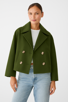 Noëlle Women's Short Coat Double Breasted – Wool Blend & Elegant Style