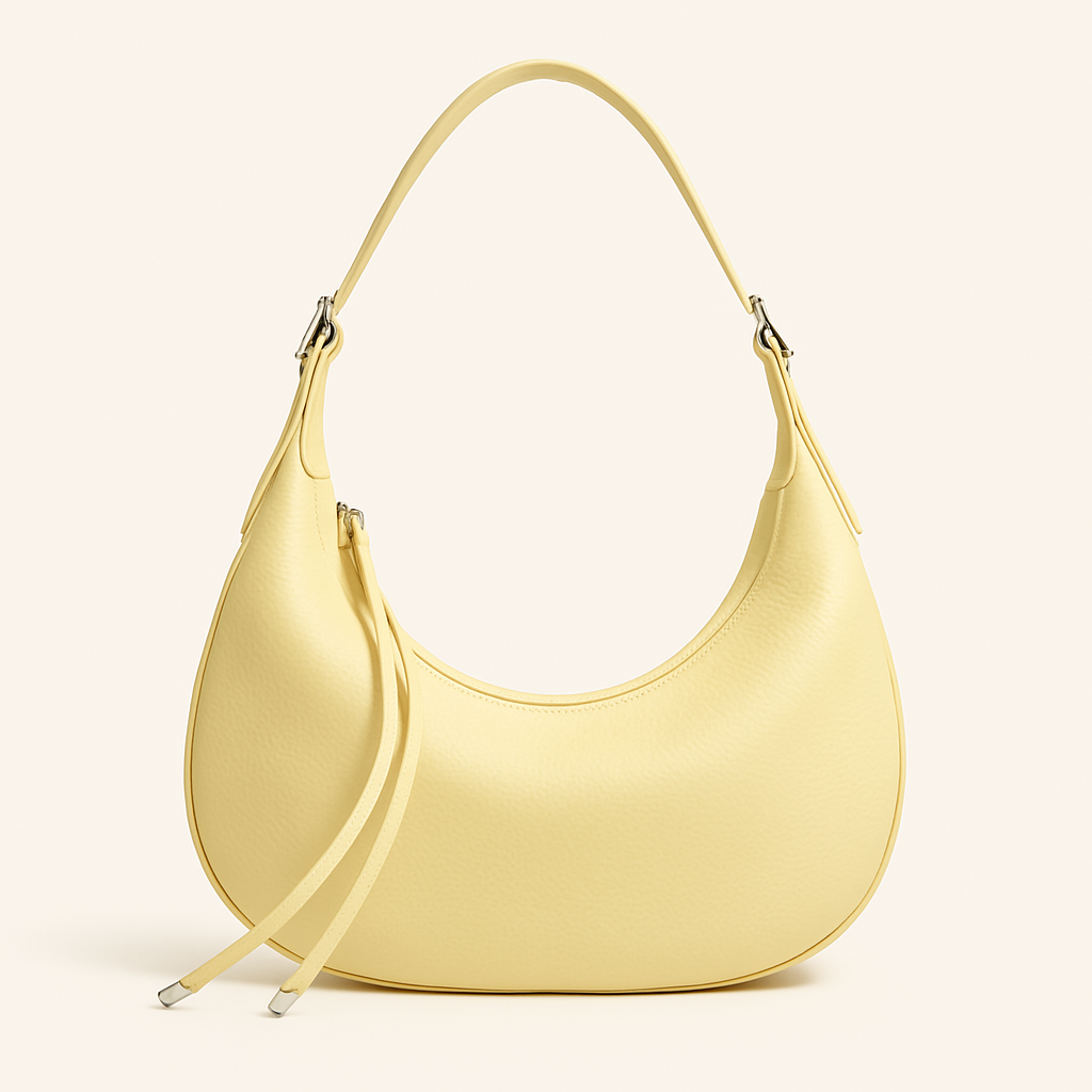 Ailany Sac Hobo Femme – Elegant Half-Moon Grained Faux Leather with Adjustable Handle