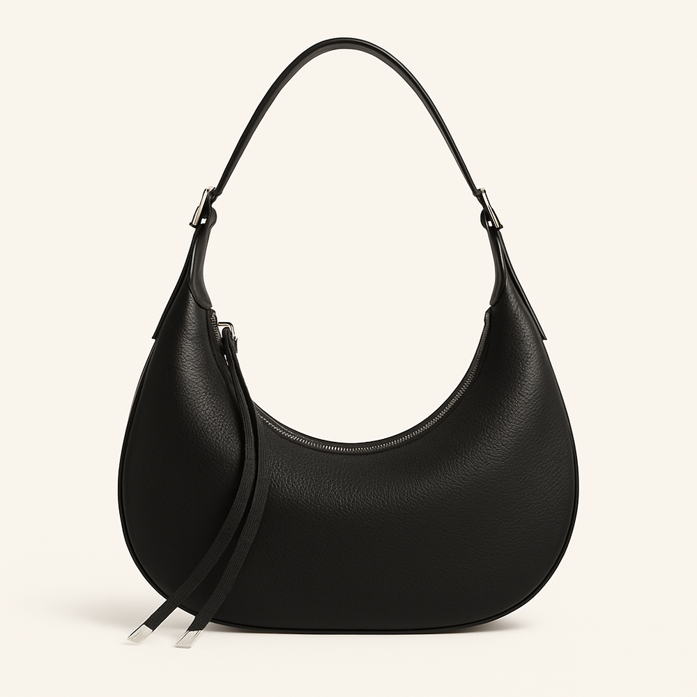 Ailany Sac Hobo Femme – Elegant Half-Moon Grained Faux Leather with Adjustable Handle