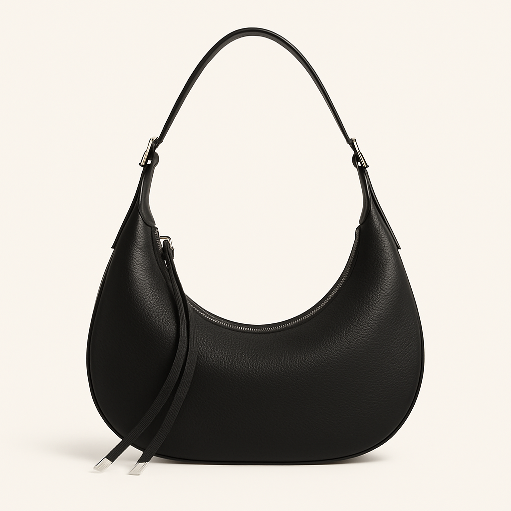 Ailany Sac Hobo Femme – Elegant Half-Moon Grained Faux Leather with Adjustable Handle