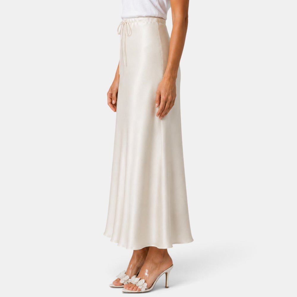 Women's Long Satin Skirt with Drawstring