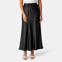 Women's Long Satin Skirt with Drawstring