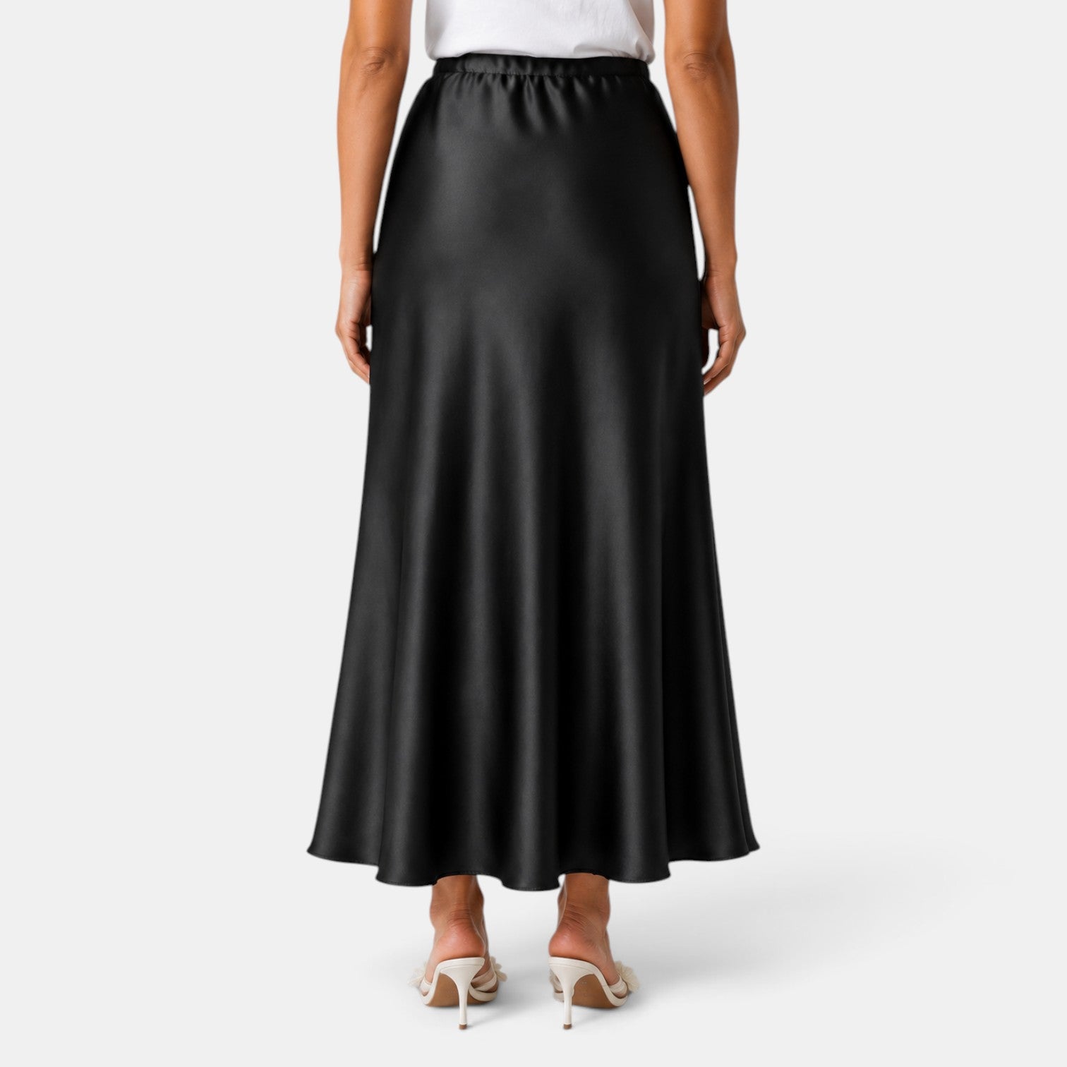 Women's Long Satin Skirt with Drawstring