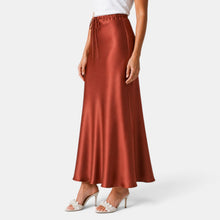 Women's Long Satin Skirt with Drawstring