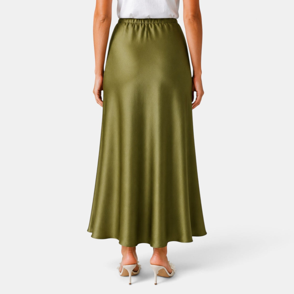 Women's Long Satin Skirt with Drawstring