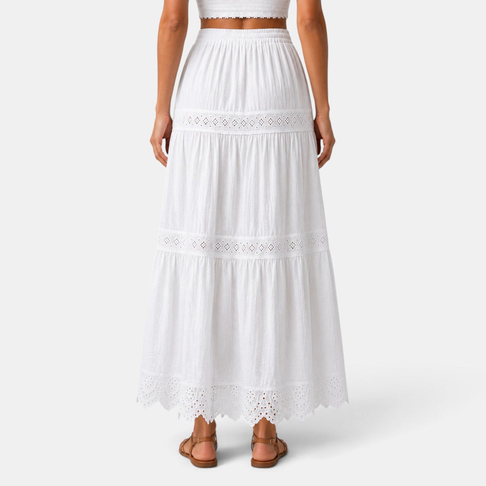 Long White Lace Skirt