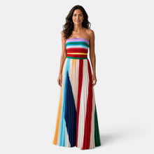 Women's Long Dress - Strapless Pleated