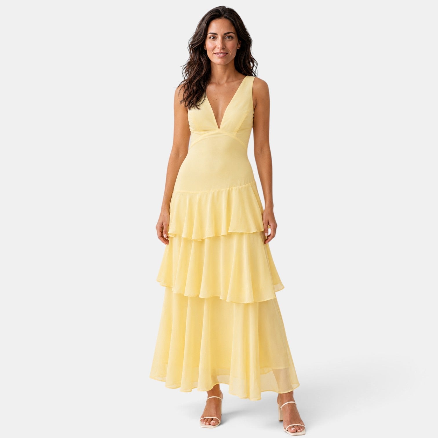 Ruffled Maxi Wedding Guest Dress
