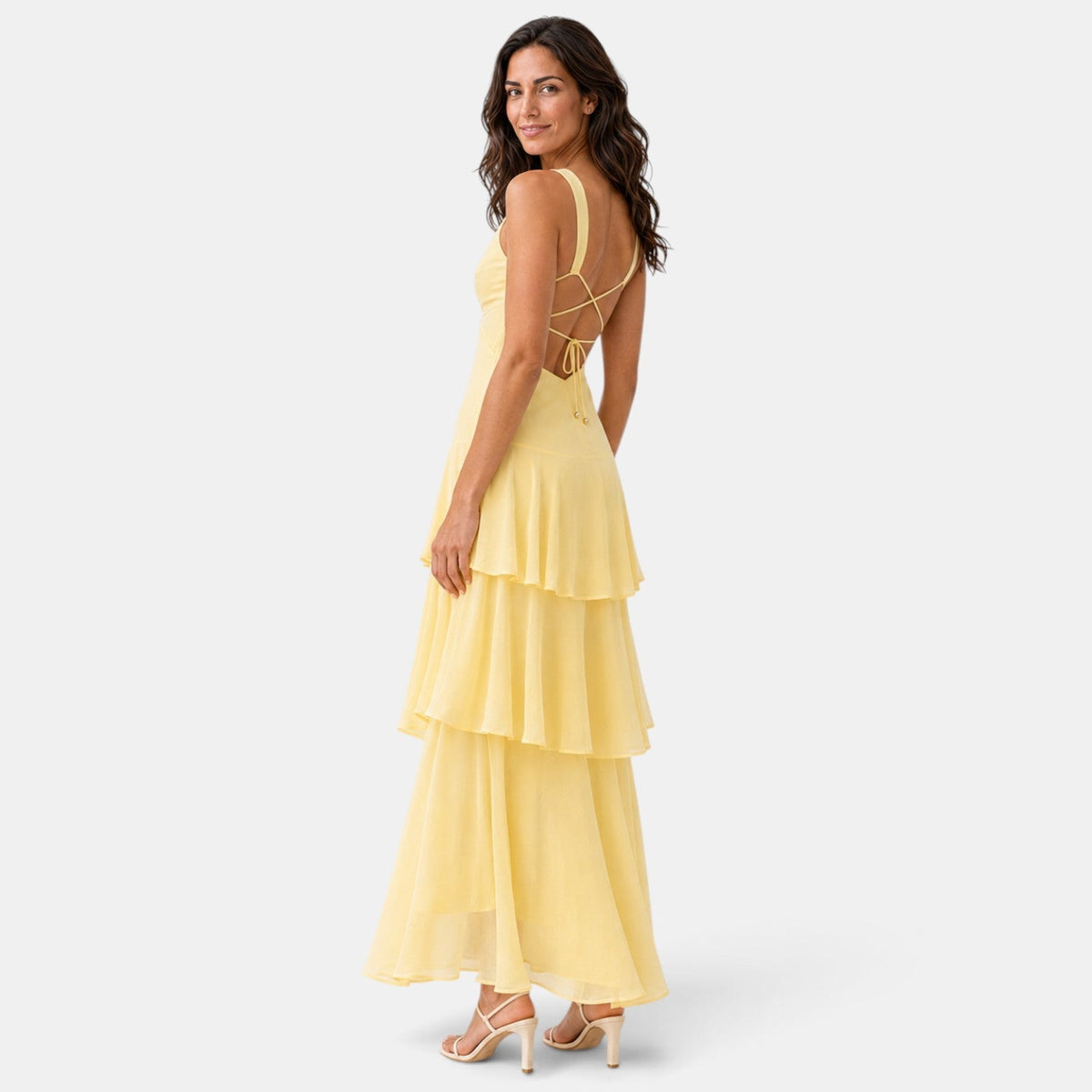 Ruffled Maxi Wedding Guest Dress