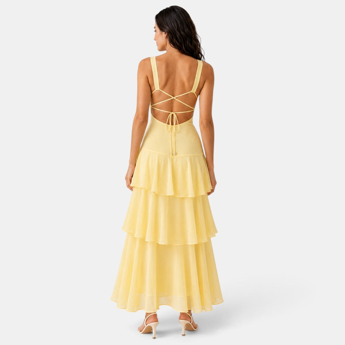 Ruffled Maxi Wedding Guest Dress