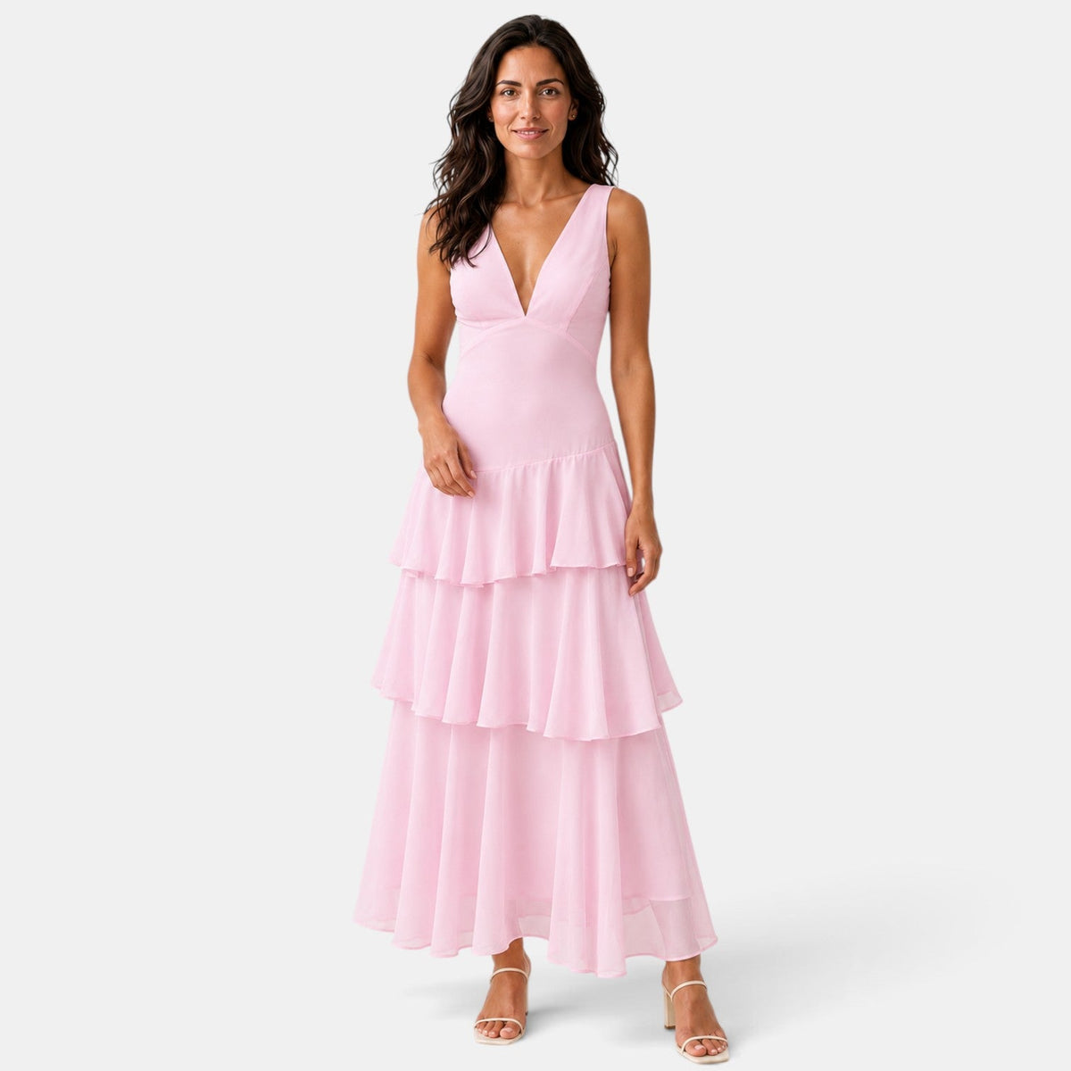 Ruffled Maxi Wedding Guest Dress
