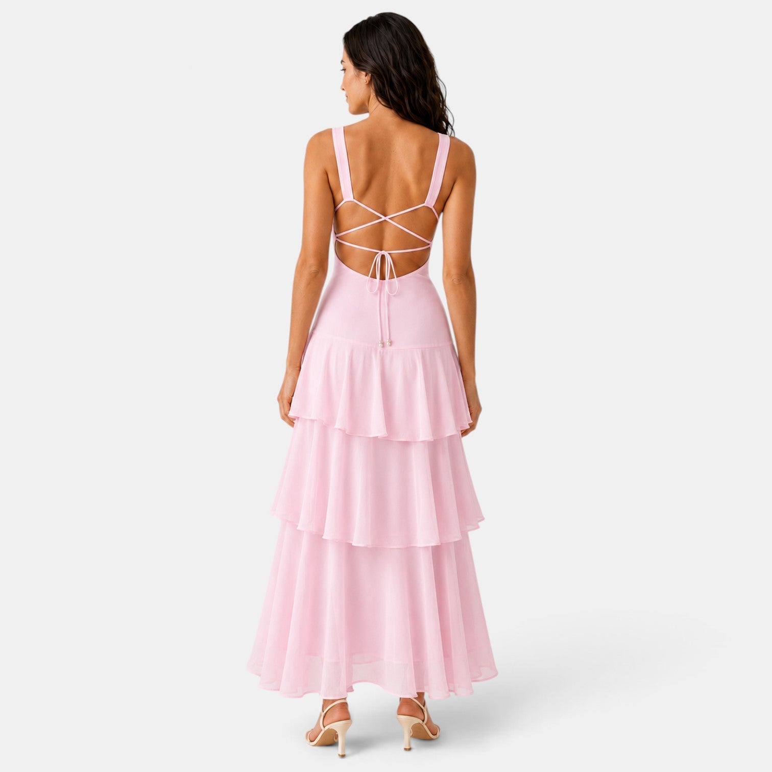 Ruffled Maxi Wedding Guest Dress