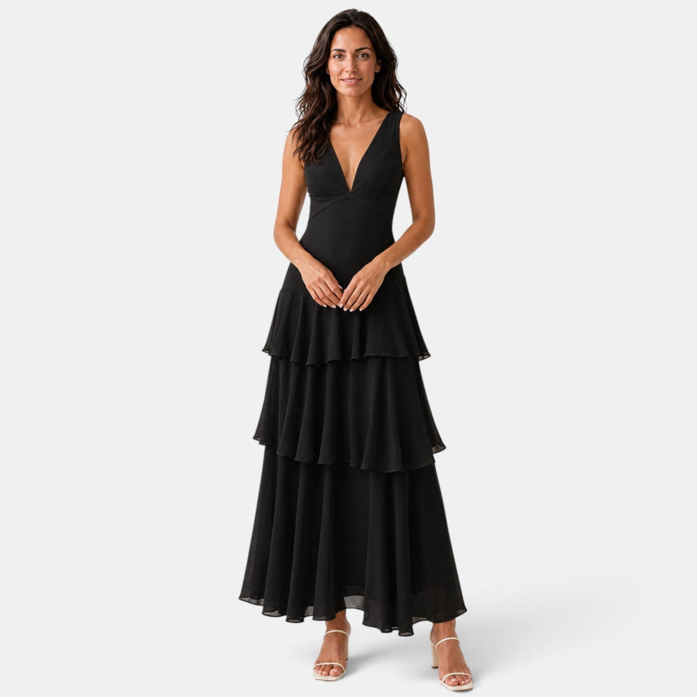 Ruffled Maxi Wedding Guest Dress