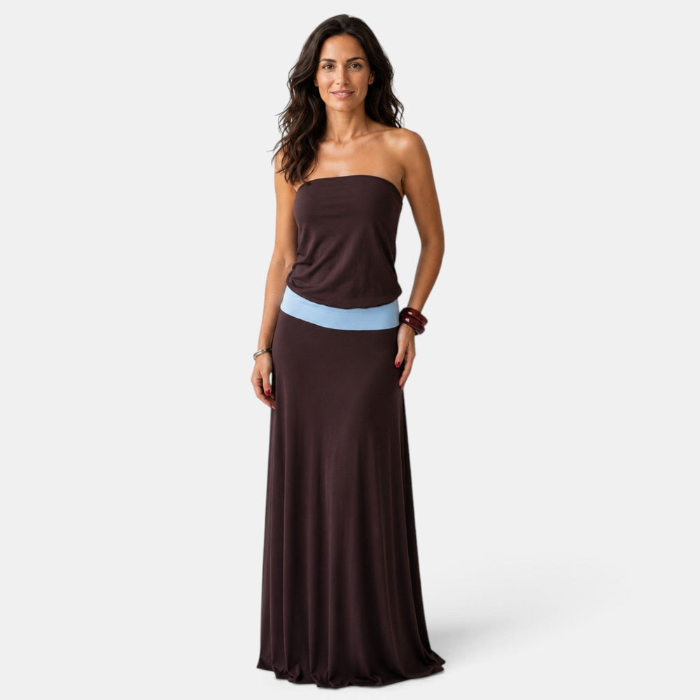 Elegant Brown Maxi Dress Wedding Guest