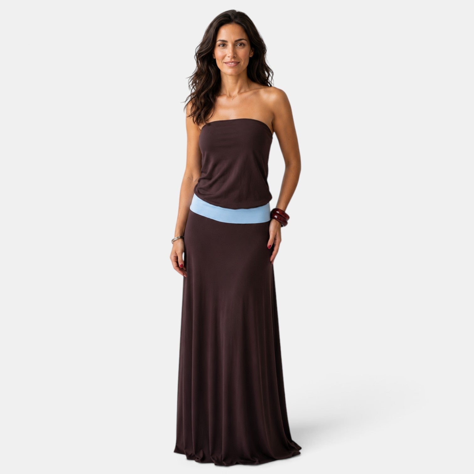 Elegant Brown Maxi Dress Wedding Guest