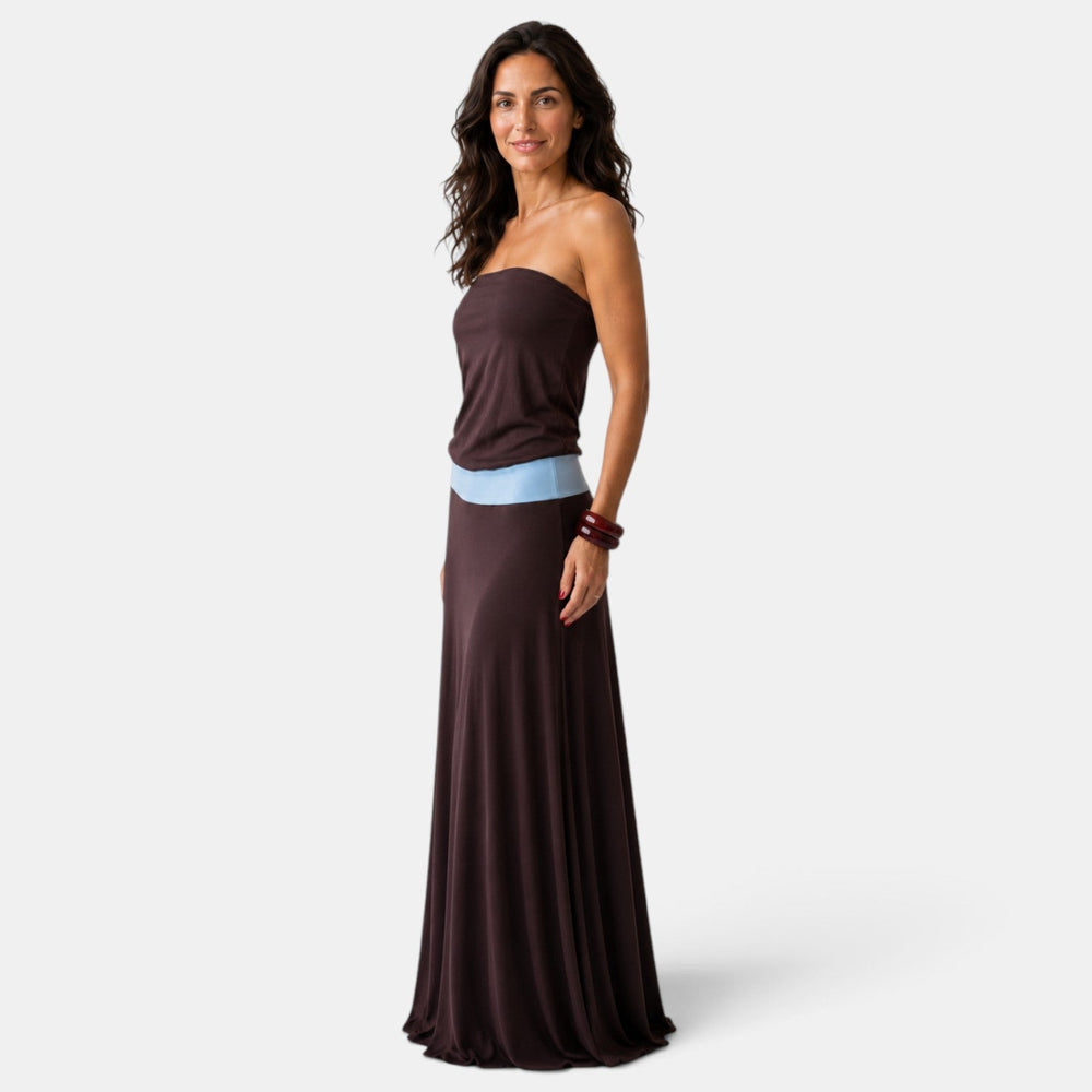 Elegant Brown Maxi Dress Wedding Guest